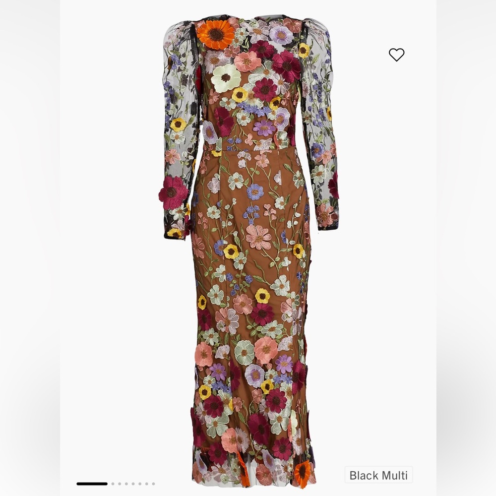 Elliatt Shannon Floral Applique Midi-Dress, size: Small, color: Black Multi